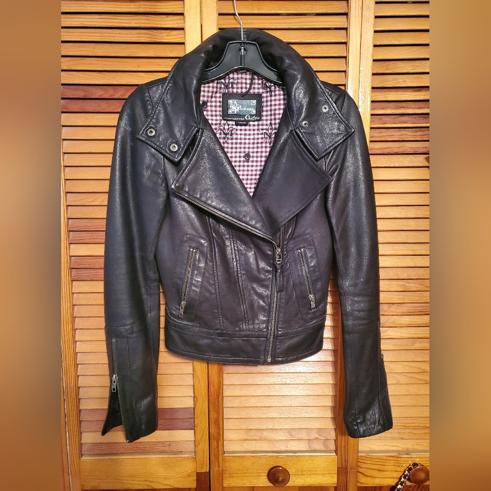 Mackage leather moto jacket sz xs